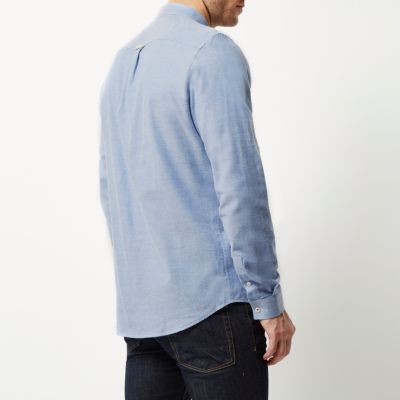 Blue twill placket detail shirt